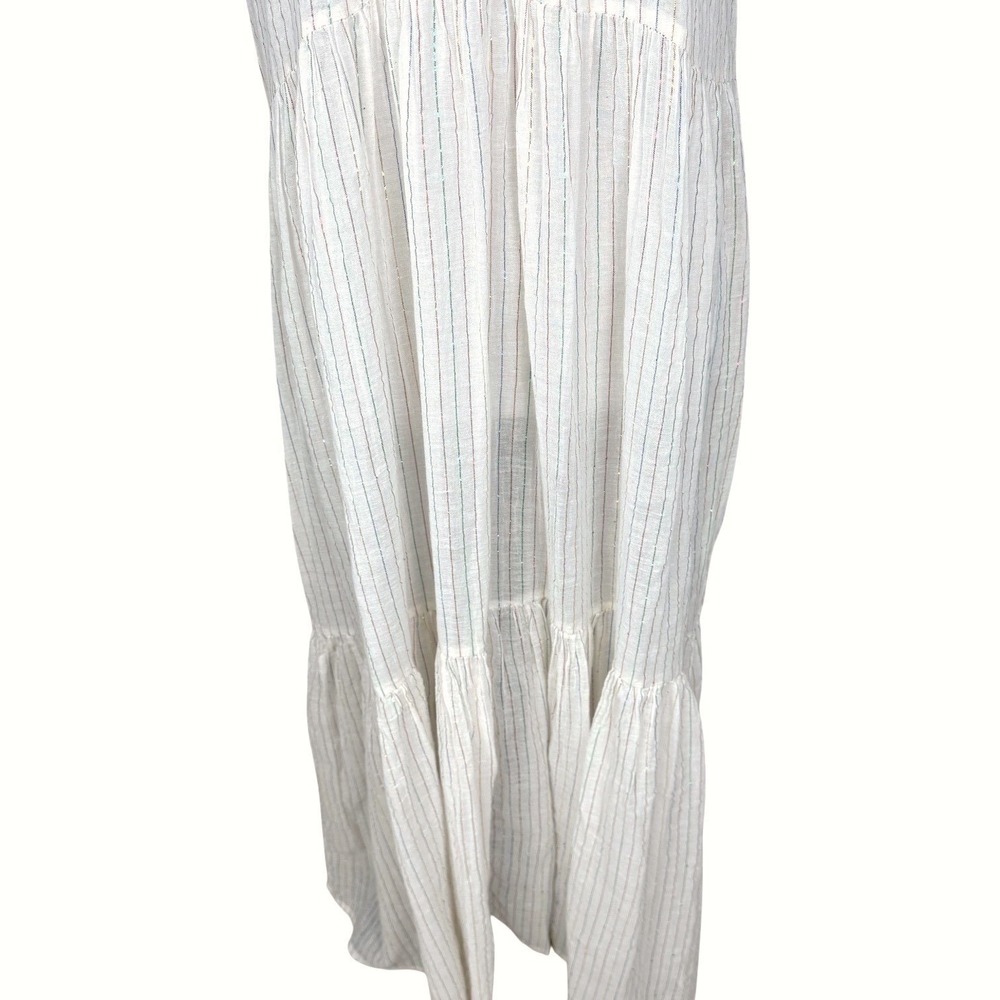Matta Sabina Rainbow Ivory Midi Dress Multicolor Metallic Striped Cotton Small - Picture 13 of 13